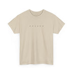 Beige t-shirt with 'SHAZOO' text on a white background